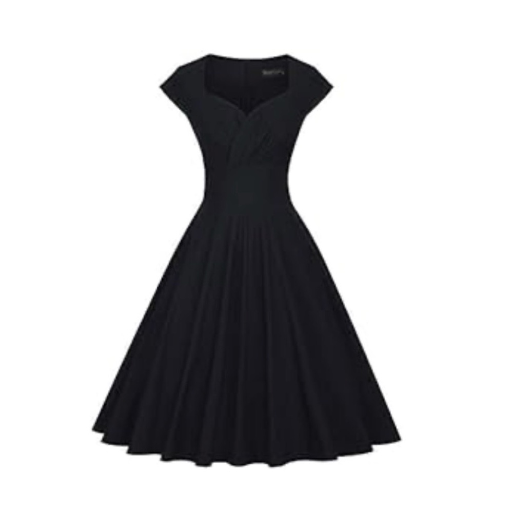 50’s Retro Black Cap Sleeve Dress with petticoat NWT